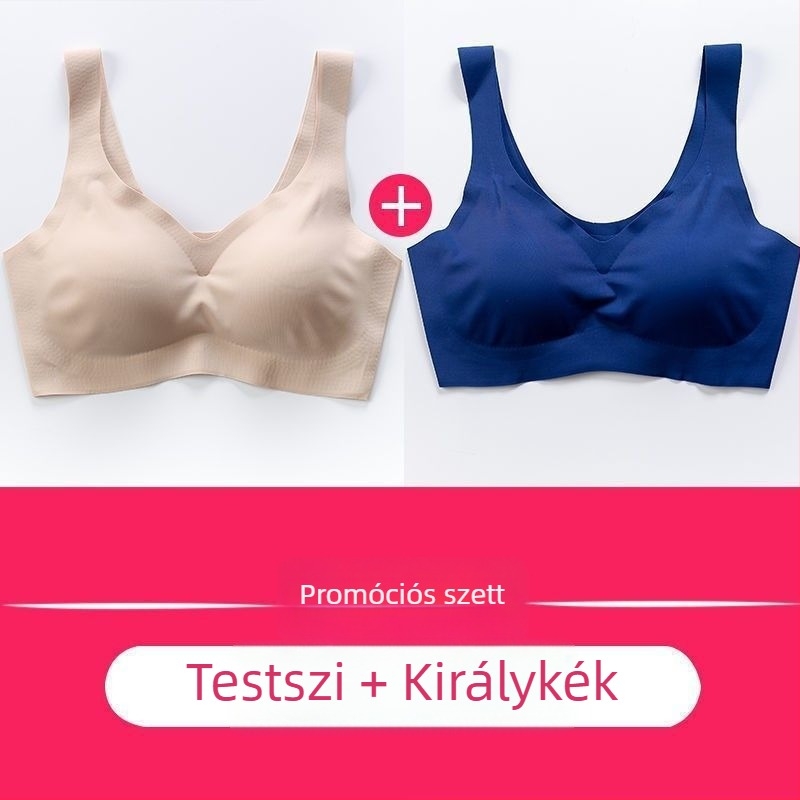 Ice Silk vékony sportmelltartó, varrat nélküli alváshoz, japán stílusú, vezeték nélküli push-up, teljes kosár