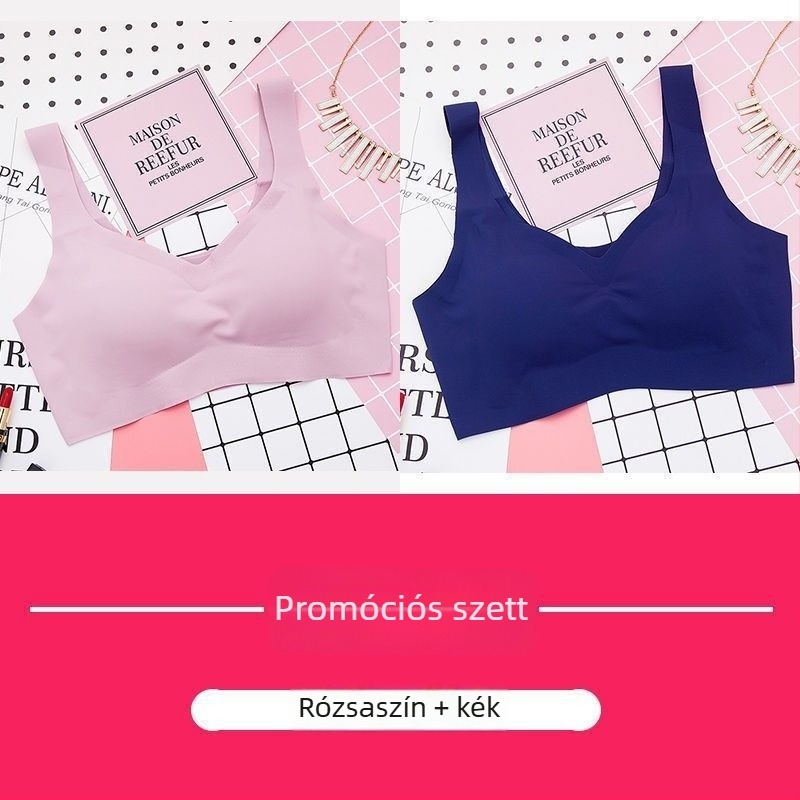 Ice Silk vékony sportmelltartó, varrat nélküli alváshoz, japán stílusú, vezeték nélküli push-up, teljes kosár