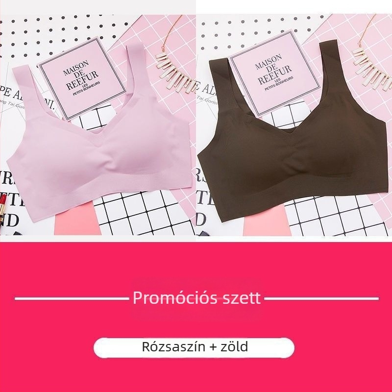 Ice Silk vékony sportmelltartó, varrat nélküli alváshoz, japán stílusú, vezeték nélküli push-up, teljes kosár