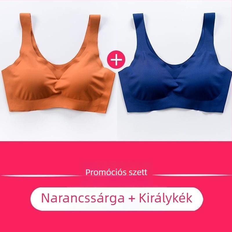 Ice Silk vékony sportmelltartó, varrat nélküli alváshoz, japán stílusú, vezeték nélküli push-up, teljes kosár