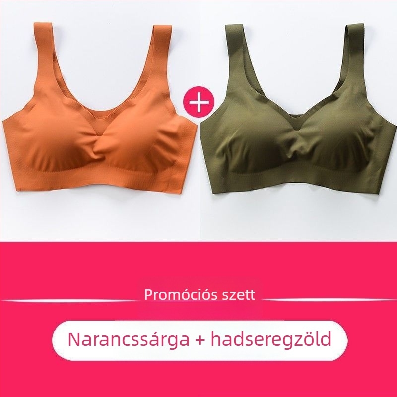 Ice Silk vékony sportmelltartó, varrat nélküli alváshoz, japán stílusú, vezeték nélküli push-up, teljes kosár