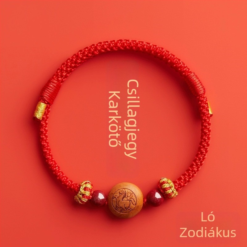 Gyermekeknek szánt cinnabar karkötő, kézzel kötött, etnikus stílus, állat/zodiákus motívum