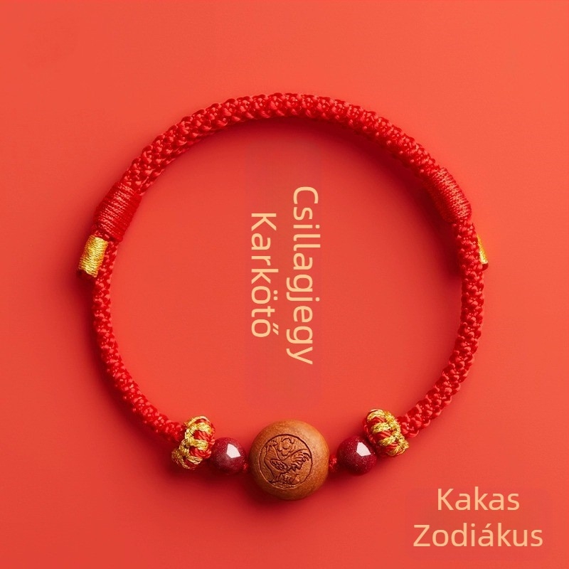 Gyermekeknek szánt cinnabar karkötő, kézzel kötött, etnikus stílus, állat/zodiákus motívum