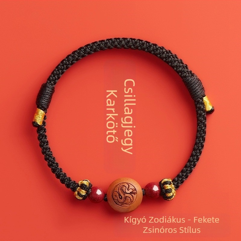 Gyermekeknek szánt cinnabar karkötő, kézzel kötött, etnikus stílus, állat/zodiákus motívum