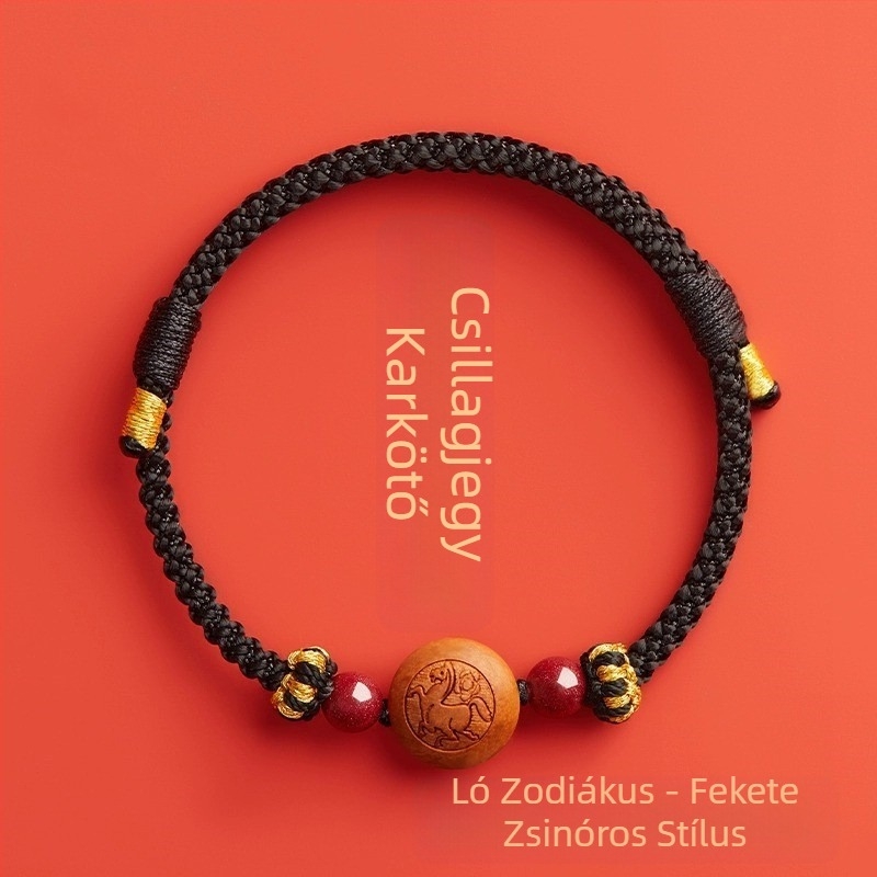 Gyermekeknek szánt cinnabar karkötő, kézzel kötött, etnikus stílus, állat/zodiákus motívum