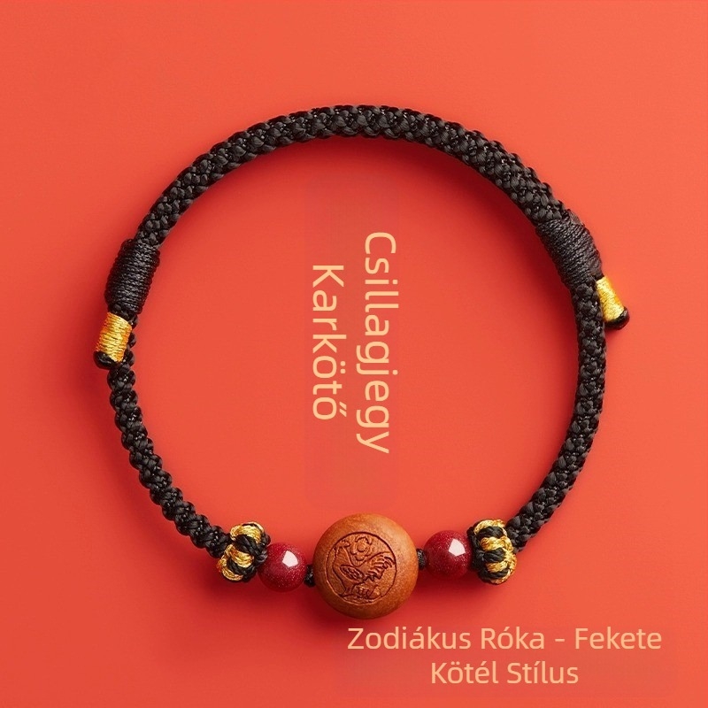 Gyermekeknek szánt cinnabar karkötő, kézzel kötött, etnikus stílus, állat/zodiákus motívum