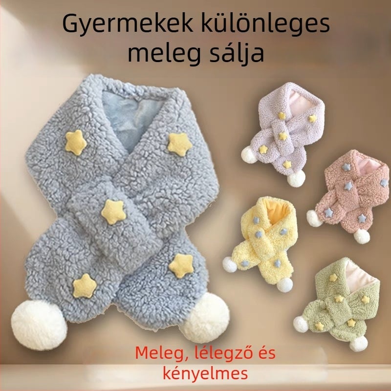 Gyerek plüss sál, téli, téglalap alakú, hímzett, testreszabható