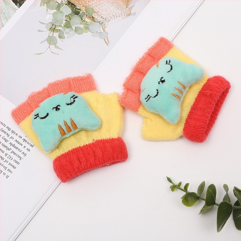 Kötött félujjú kesztyűk babáknak 0–3 éveseknek, csíkos, meleg téli, tavaszi és őszi szezonokra