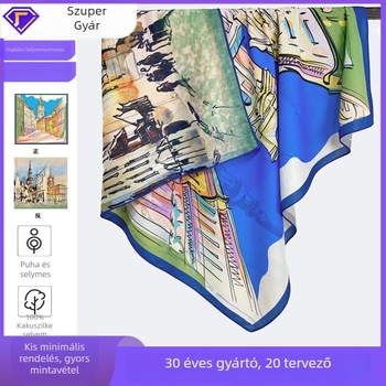Kétoldalas nyomtatott selyem négyszögkendő — 100% selyem, twill szövés, Hangzhou eredet, eredeti dizájn