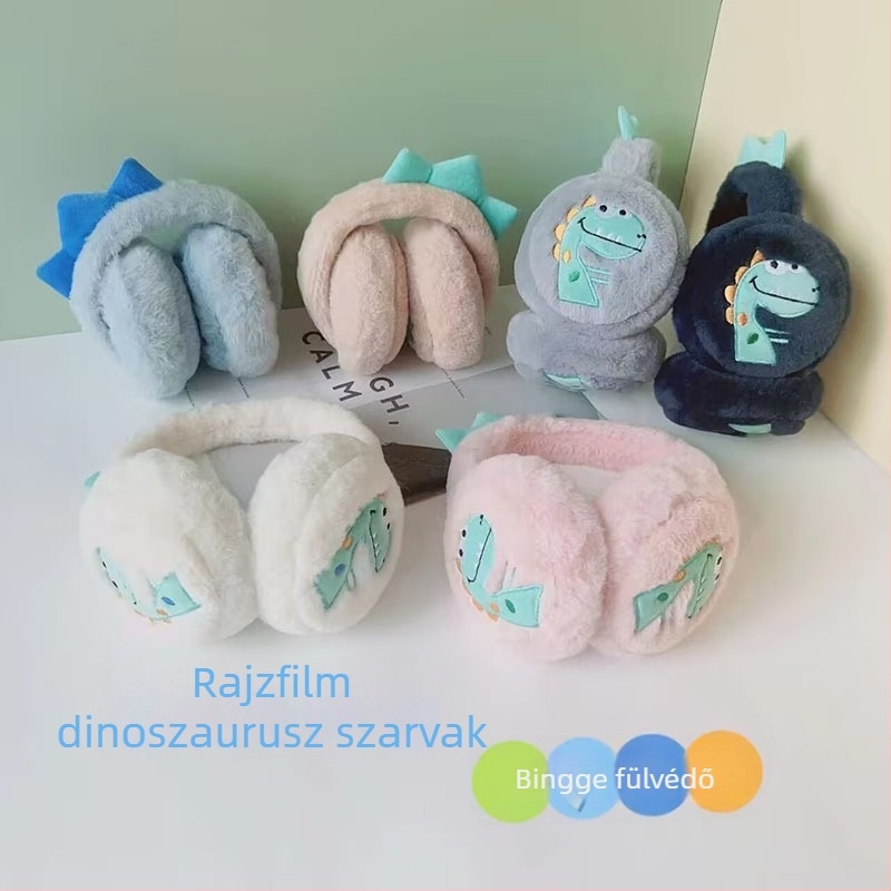 Gyerekeknek való plüss fülvédő – Rajzfilm stílus, állítható, téli meleg, kültéri használatra