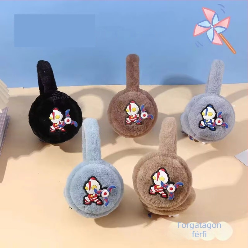 Gyerekeknek való plüss fülvédő – Rajzfilm stílus, állítható, téli meleg, kültéri használatra