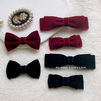 Fekete bársonyos gallérszalag - női brooch, koreai stílus, poliészter, flockolás, egyszínű mintázat
