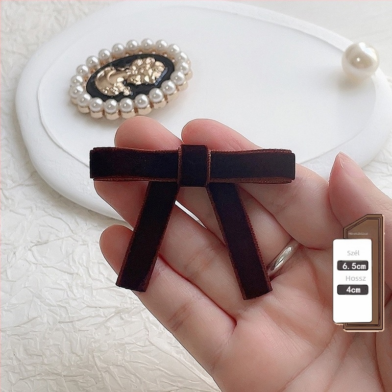 Fekete bársonyos gallérszalag - női brooch, koreai stílus, poliészter, flockolás, egyszínű mintázat