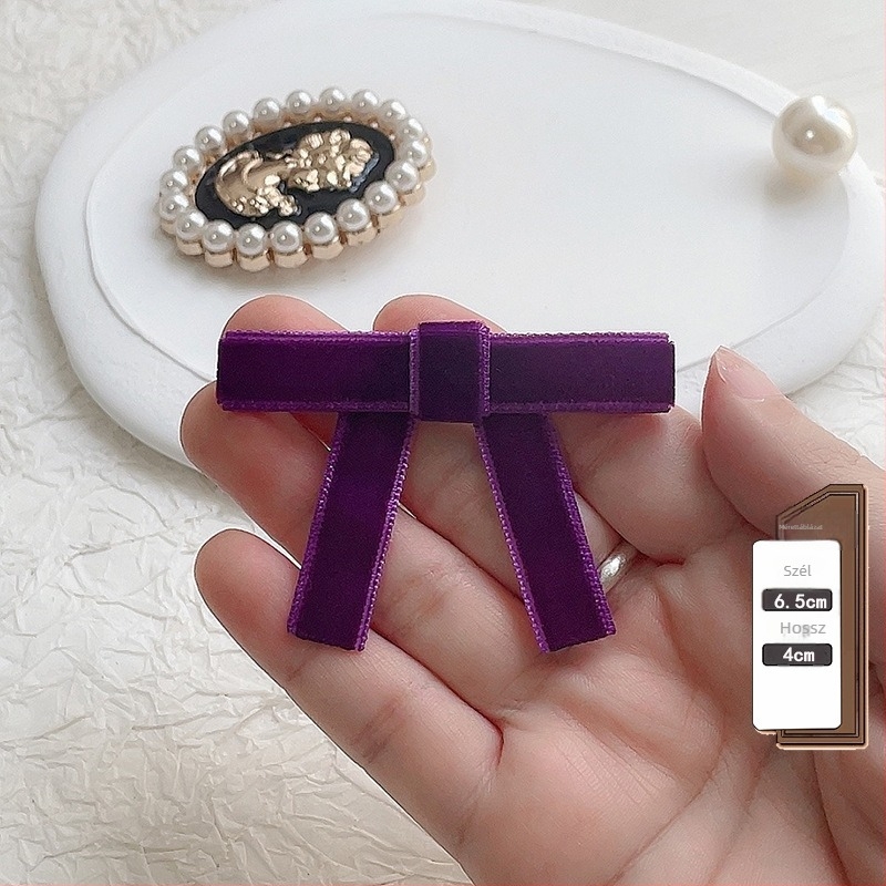 Fekete bársonyos gallérszalag - női brooch, koreai stílus, poliészter, flockolás, egyszínű mintázat