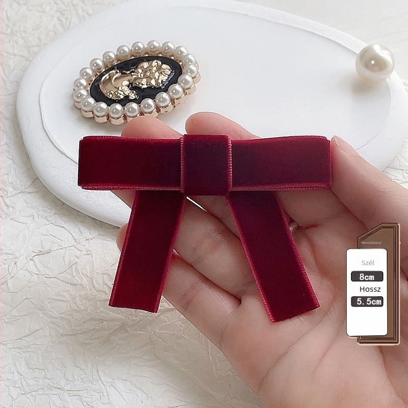 Fekete bársonyos gallérszalag - női brooch, koreai stílus, poliészter, flockolás, egyszínű mintázat