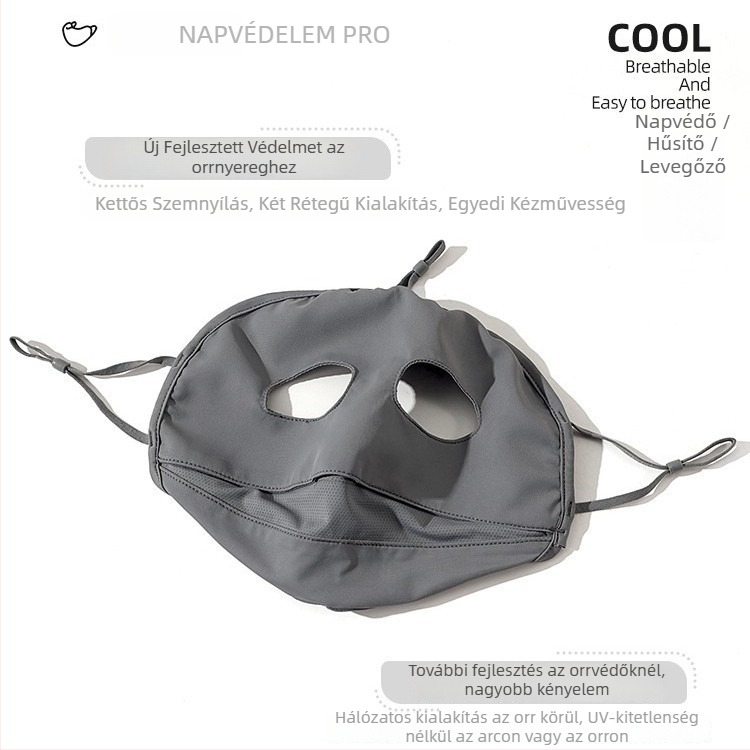 Napszemvédő arcmaszk nőknek, vékony ice silk nylon Facekini, légáteresztő, UV-védelem, szélálló, kültéri kerékpározáshoz