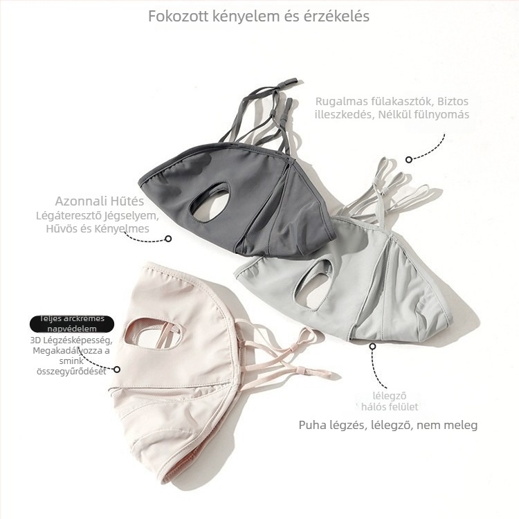 Napszemvédő arcmaszk nőknek, vékony ice silk nylon Facekini, légáteresztő, UV-védelem, szélálló, kültéri kerékpározáshoz