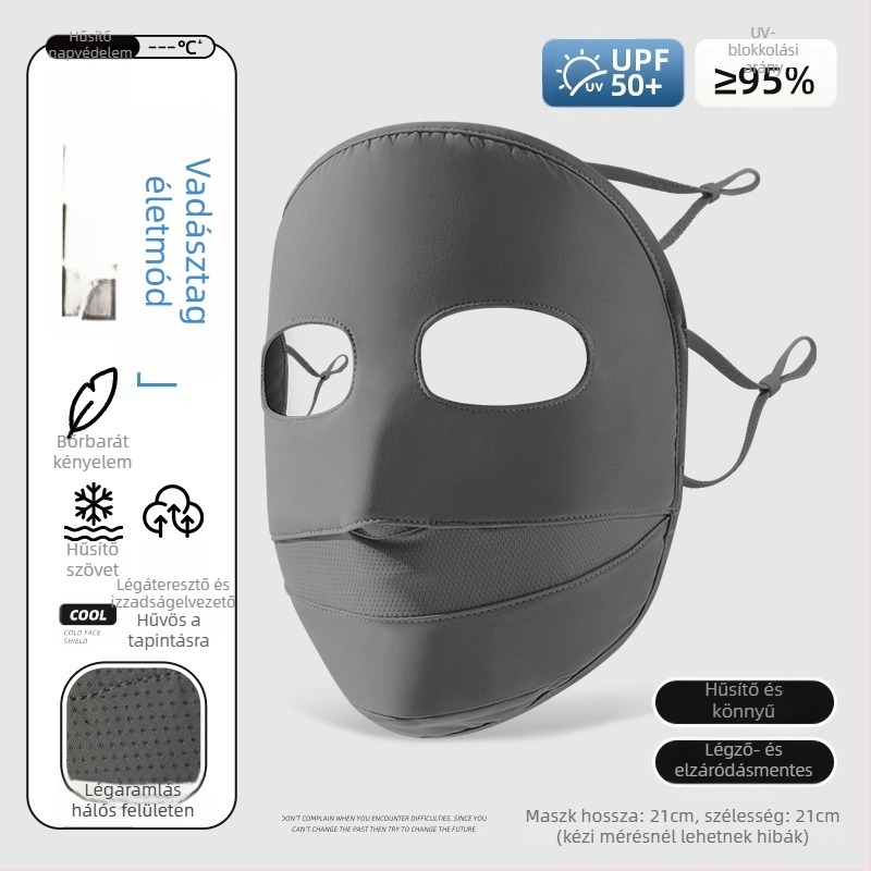 Napszemvédő arcmaszk nőknek, vékony ice silk nylon Facekini, légáteresztő, UV-védelem, szélálló, kültéri kerékpározáshoz