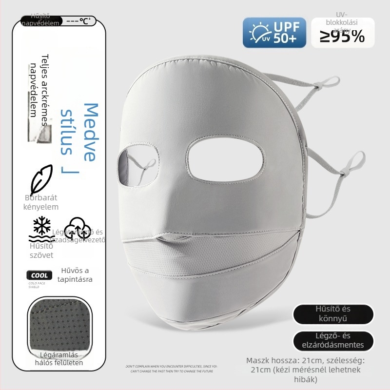 Napszemvédő arcmaszk nőknek, vékony ice silk nylon Facekini, légáteresztő, UV-védelem, szélálló, kültéri kerékpározáshoz