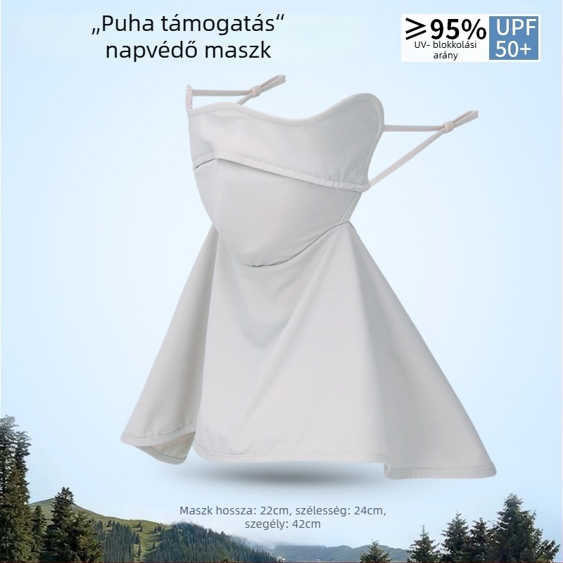 Napszemvédő arcmaszk nőknek, vékony ice silk nylon Facekini, légáteresztő, UV-védelem, szélálló, kültéri kerékpározáshoz