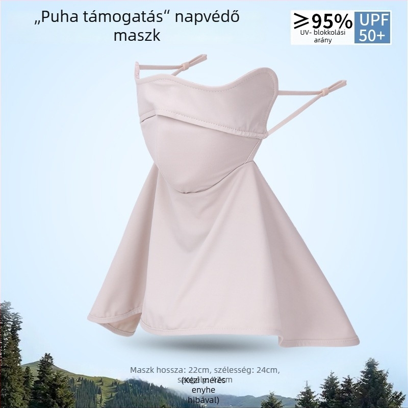 Napszemvédő arcmaszk nőknek, vékony ice silk nylon Facekini, légáteresztő, UV-védelem, szélálló, kültéri kerékpározáshoz