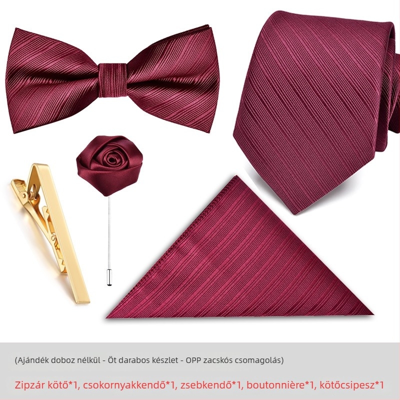 Férfi nyakkendő virágos díszítéssel – poliészter, csíkos minta, geometrikus stílus