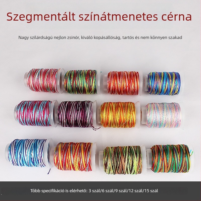Gradiens színű, többszínű fonal DIY szövéséhez, 3/6/9/12/15 szál