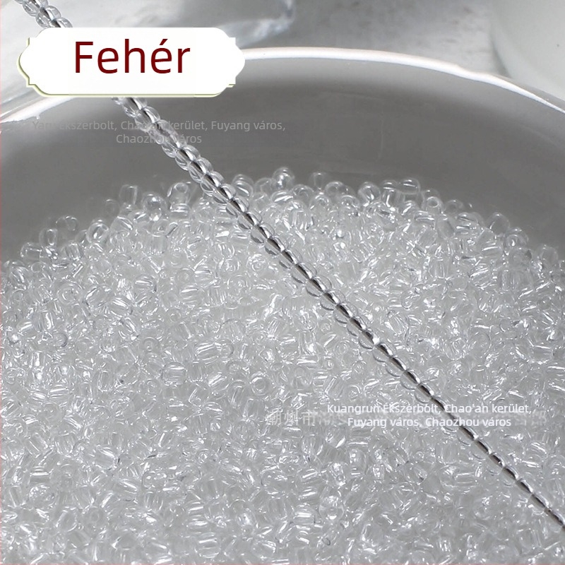 Áttetsző festett üveg rizsszemek, 2/3 mm, kézzel készített DIY hajtű díszítéshez