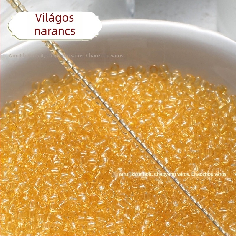 Áttetsző festett üveg rizsszemek, 2/3 mm, kézzel készített DIY hajtű díszítéshez