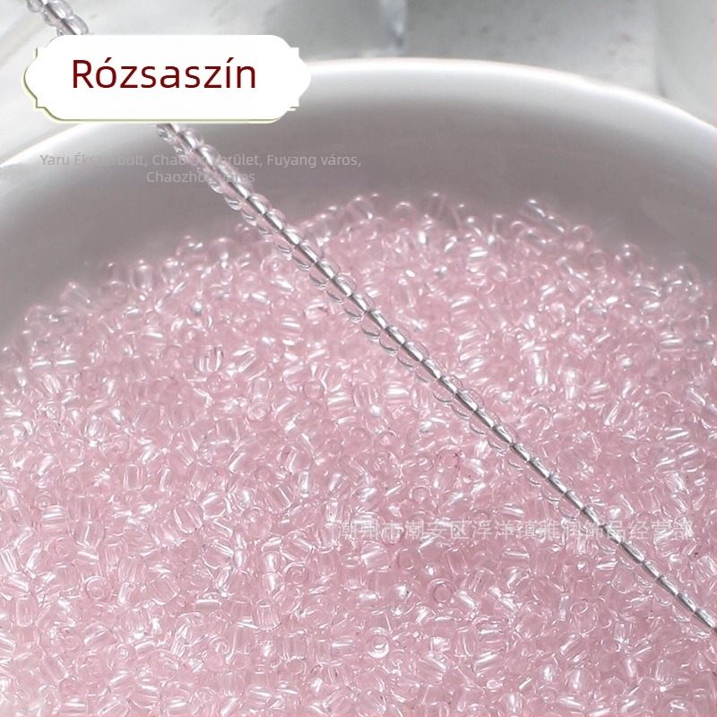 Áttetsző festett üveg rizsszemek, 2/3 mm, kézzel készített DIY hajtű díszítéshez