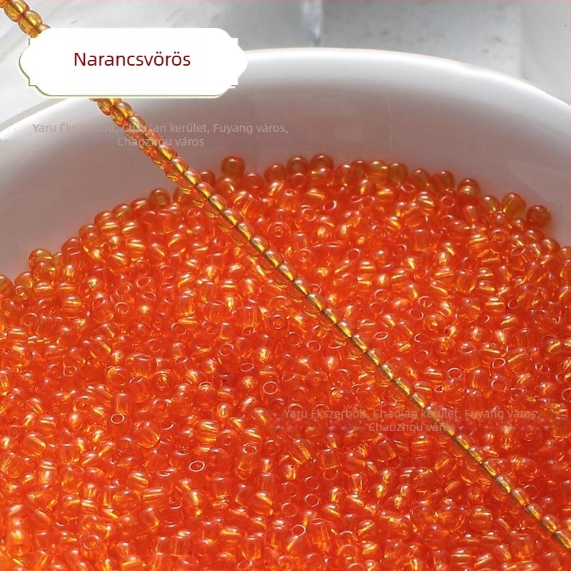 Áttetsző festett üveg rizsszemek, 2/3 mm, kézzel készített DIY hajtű díszítéshez