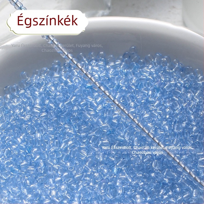 Áttetsző festett üveg rizsszemek, 2/3 mm, kézzel készített DIY hajtű díszítéshez