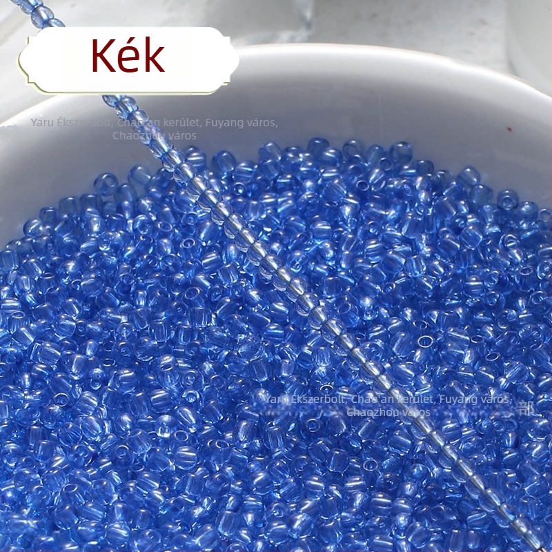 Áttetsző festett üveg rizsszemek, 2/3 mm, kézzel készített DIY hajtű díszítéshez