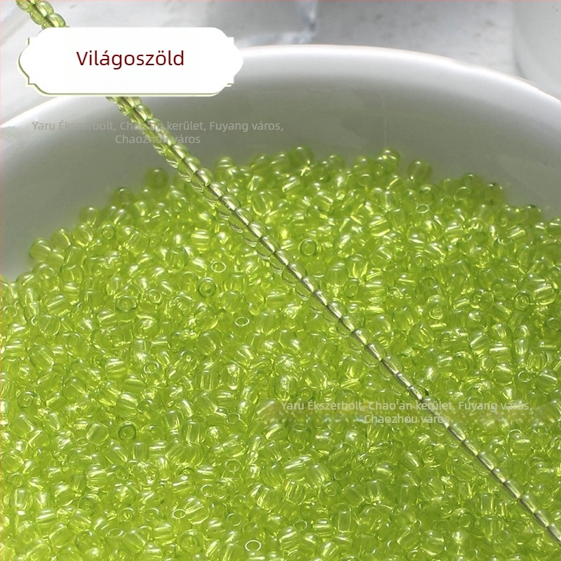 Áttetsző festett üveg rizsszemek, 2/3 mm, kézzel készített DIY hajtű díszítéshez