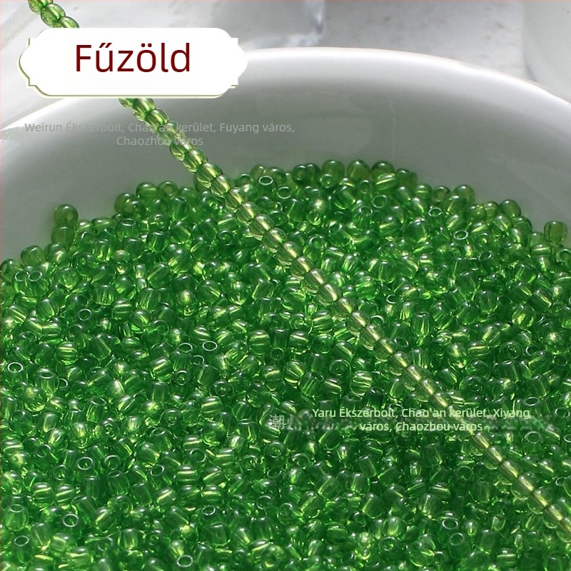 Áttetsző festett üveg rizsszemek, 2/3 mm, kézzel készített DIY hajtű díszítéshez