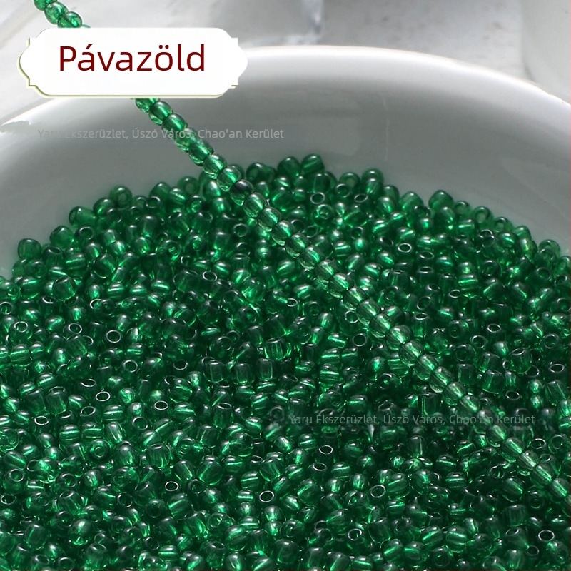 Áttetsző festett üveg rizsszemek, 2/3 mm, kézzel készített DIY hajtű díszítéshez