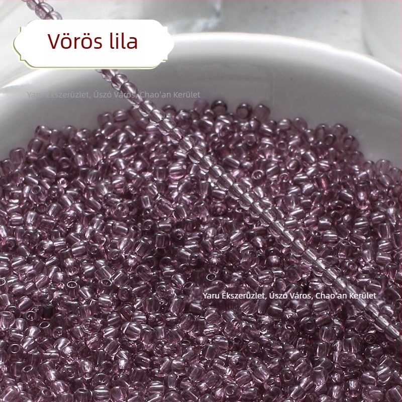 Áttetsző festett üveg rizsszemek, 2/3 mm, kézzel készített DIY hajtű díszítéshez