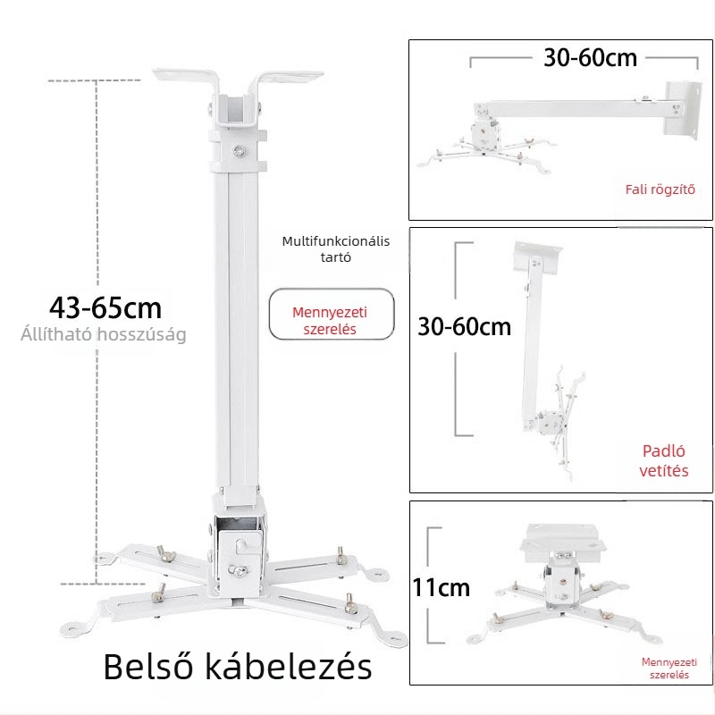 Teleszkópos univerzális projektor tartó mennyezetre, falra vagy padlóra – kompatibilis BenQ és Epson