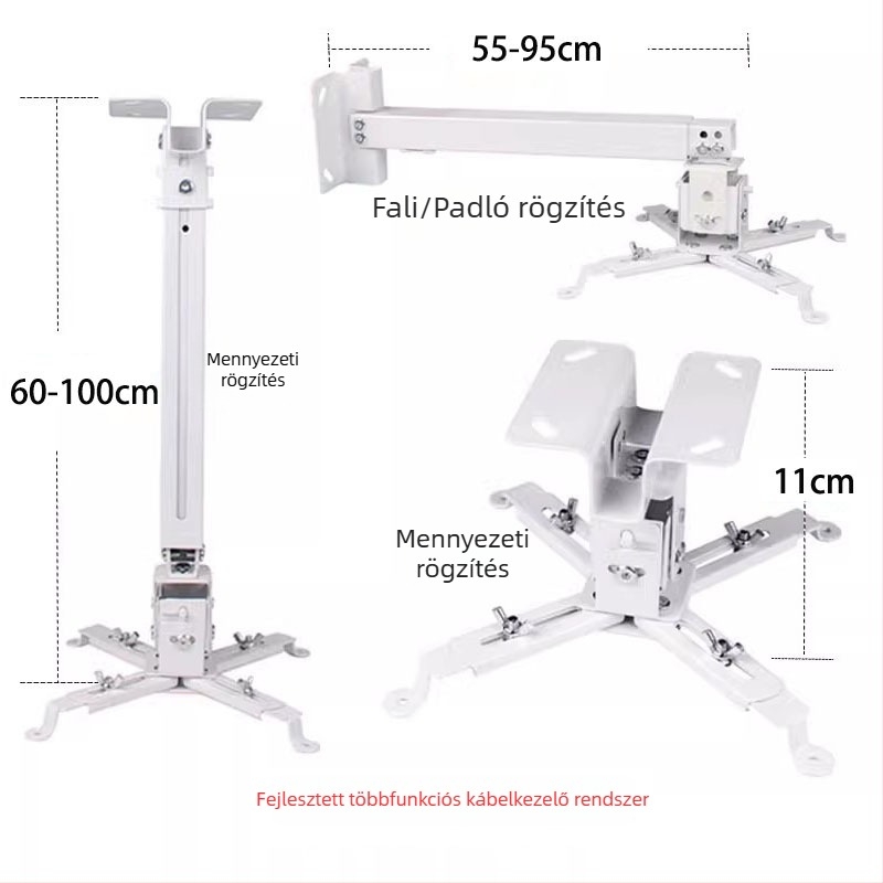Teleszkópos univerzális projektor tartó mennyezetre, falra vagy padlóra – kompatibilis BenQ és Epson