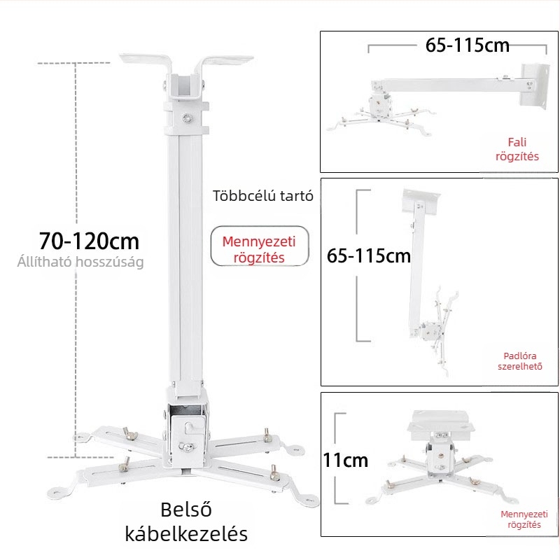 Teleszkópos univerzális projektor tartó mennyezetre, falra vagy padlóra – kompatibilis BenQ és Epson