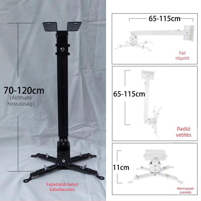 Teleszkópos univerzális projektor tartó mennyezetre, falra vagy padlóra – kompatibilis BenQ és Epson