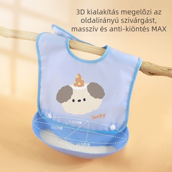 Vízálló etető kötény csecsemőknek, kettős használat, rajzolt minta, EVA + poliészter, 0–6 éveseknek