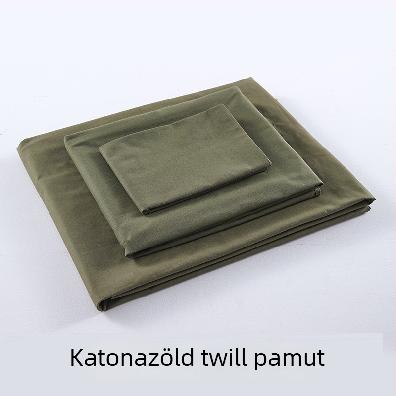 Háromrészes ágyneműszett diákszobába, katonai zöld színben — paplanhuzat, lepedő és párnahuzatok
