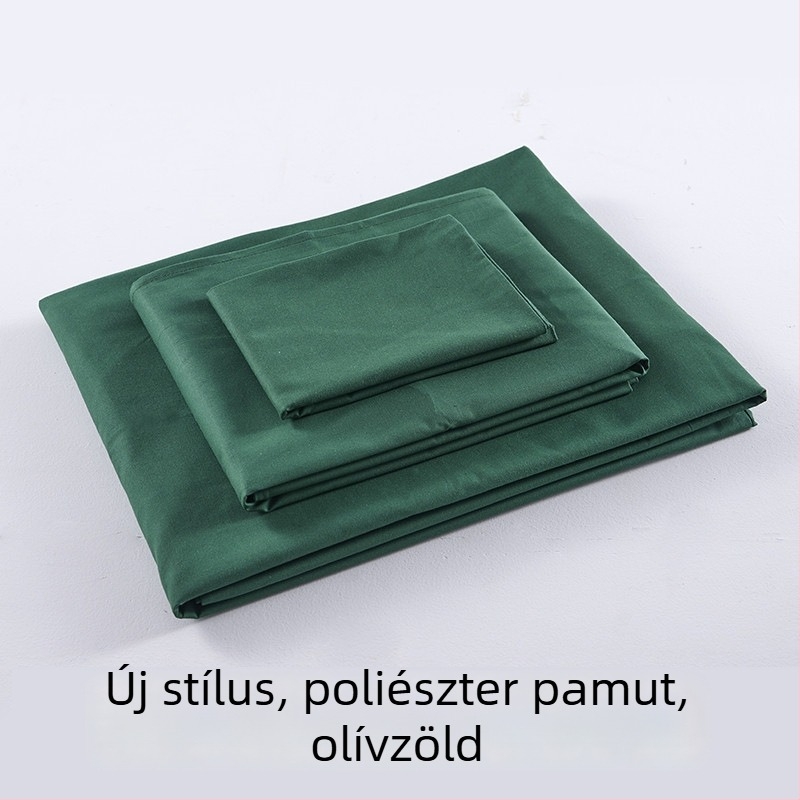 Háromrészes ágyneműszett diákszobába, katonai zöld színben — paplanhuzat, lepedő és párnahuzatok