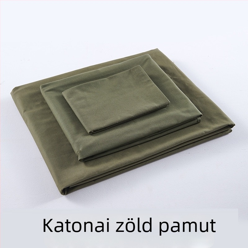 Háromrészes ágyneműszett diákszobába, katonai zöld színben — paplanhuzat, lepedő és párnahuzatok