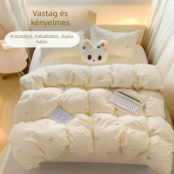 Új pamut kötött ágynemű, dupla szálas, négy darabos készlet, A osztály, könnyed friss stílus