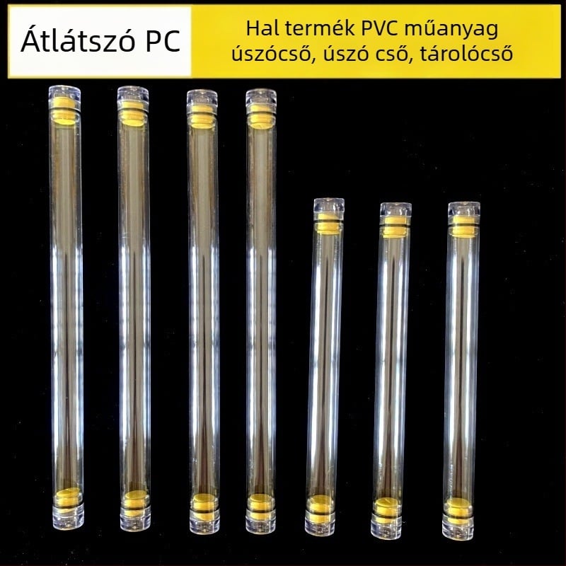 PC kerek csomagolócső fedővel, átlátszó, 0,5 mm falvastagság, horgász úszók tárolására