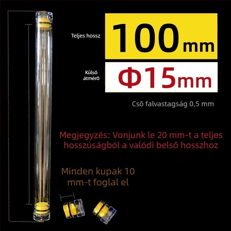 PC kerek csomagolócső fedővel, átlátszó, 0,5 mm falvastagság, horgász úszók tárolására