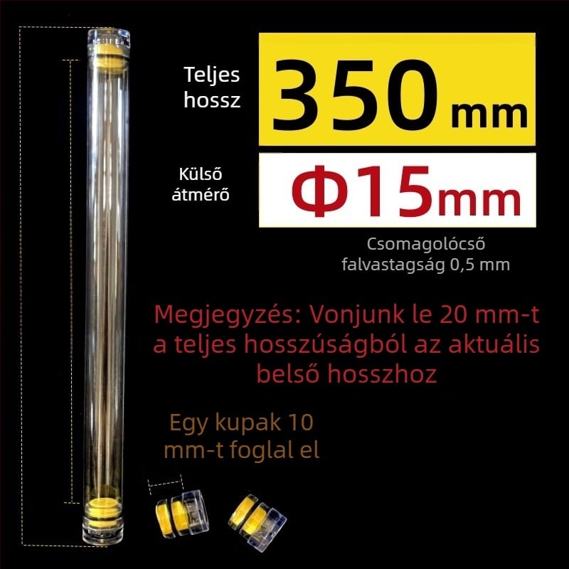 PC kerek csomagolócső fedővel, átlátszó, 0,5 mm falvastagság, horgász úszók tárolására