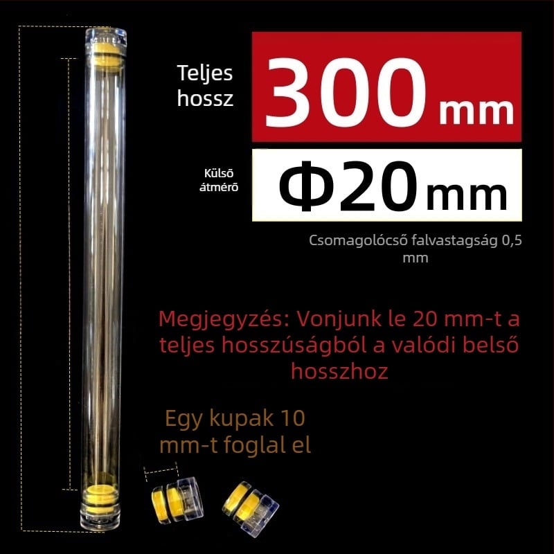 PC kerek csomagolócső fedővel, átlátszó, 0,5 mm falvastagság, horgász úszók tárolására